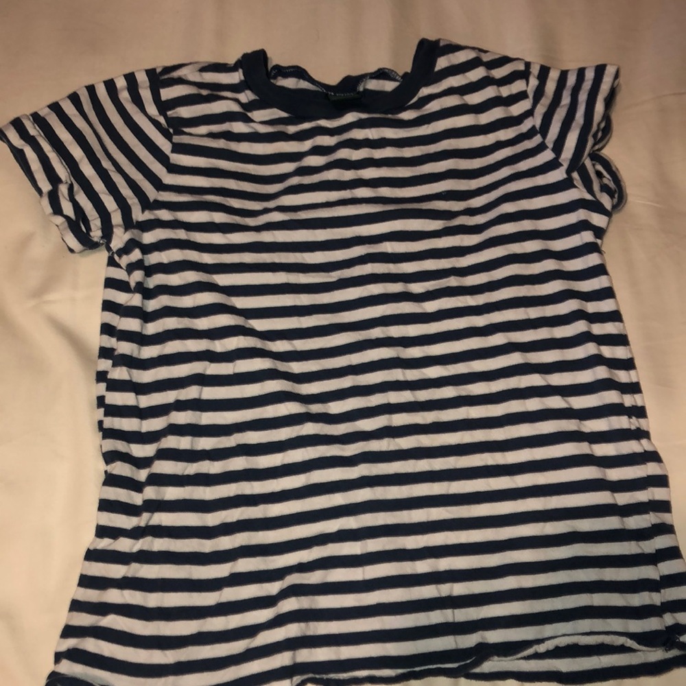 blue and white stripped shirt